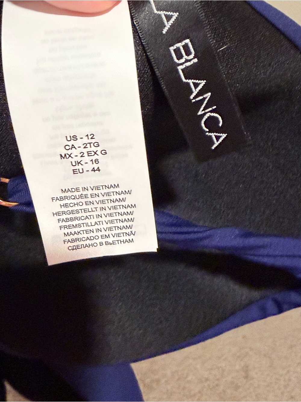 La Blanca Island Goddess One Piece Swimsuit Size 12 Indigo Cross Front Keyhole - Picture 8 of 8